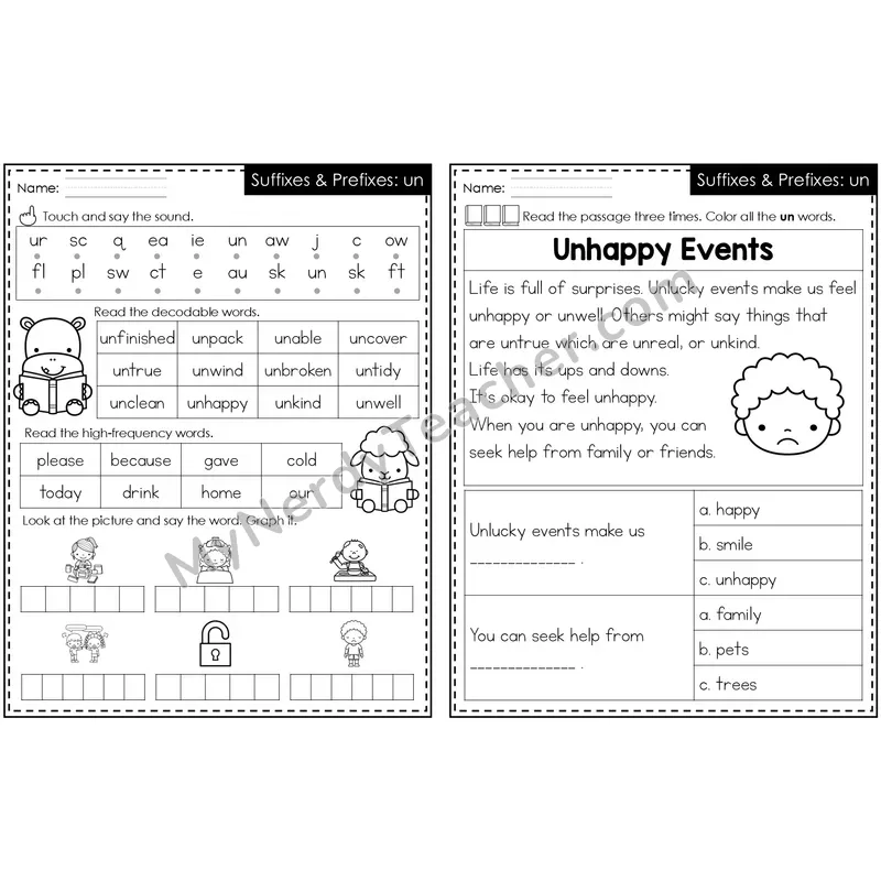 un- (Prefix) Decodable Passage — Editable PowerPoint