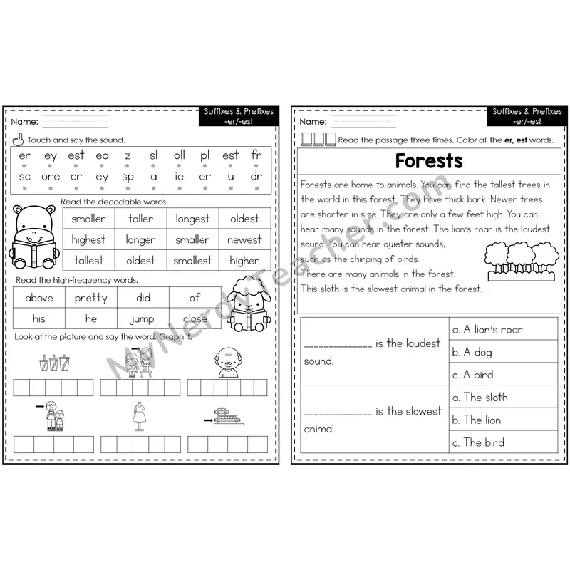 -er, -est (Suffixes) Decodable Passage — Editable PowerPoint