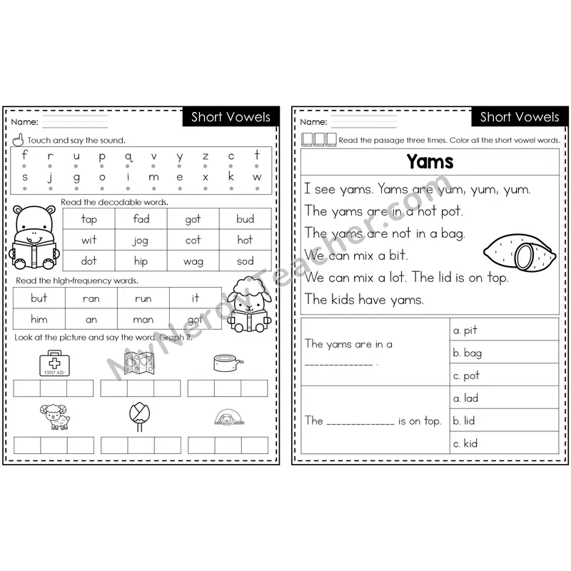 Short Vowels Decodable Passage — Editable PowerPoint