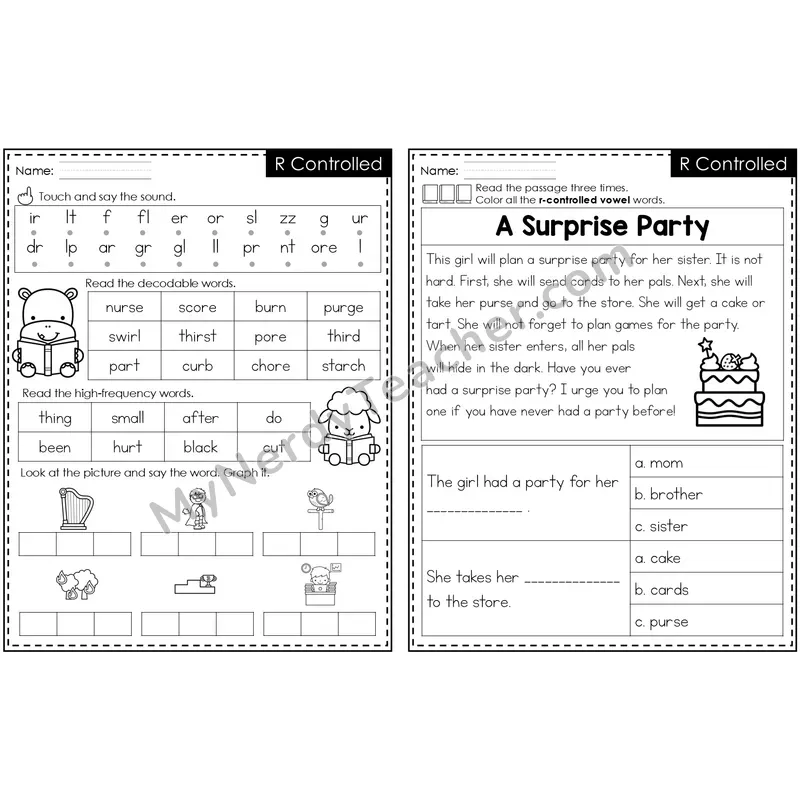 R-Controlled Vowels Review Decodable Passage — Editable PowerPoint