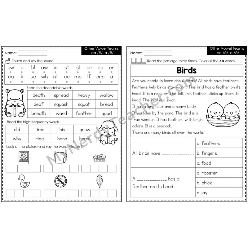 ea /ĕ/, a /ŏ/ Decodable Passage — Editable PowerPoint