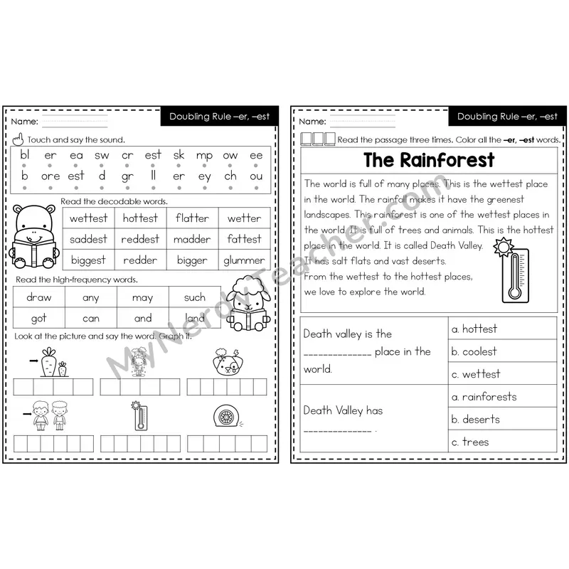 Doubling Rule (-er, -est) Decodable Passage — Editable PowerPoint