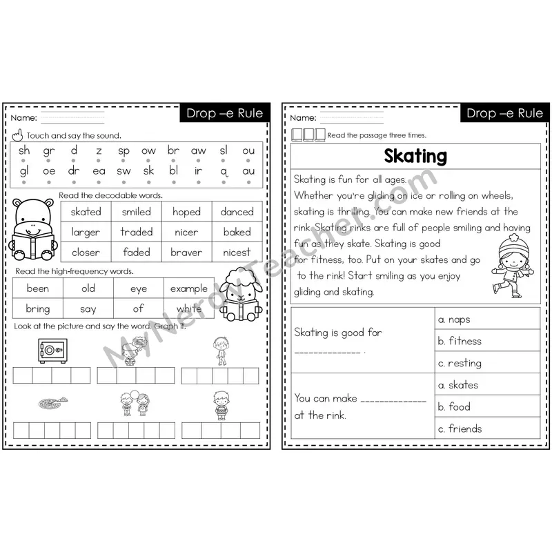 Drop-e Rule Decodable Passage — Editable PowerPoint