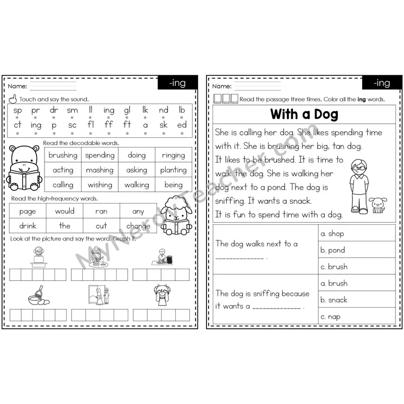 Adding -ing Suffix Decodable Passage — Editable PowerPoint