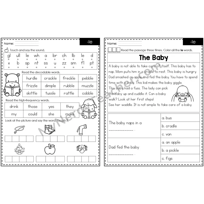 Final -le Syllable Decodable Passage — Editable PowerPoint