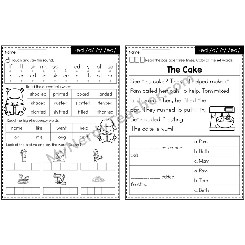 -ed /d/, /t/, /ĕd/ Decodable Passage — Editable PowerPoint