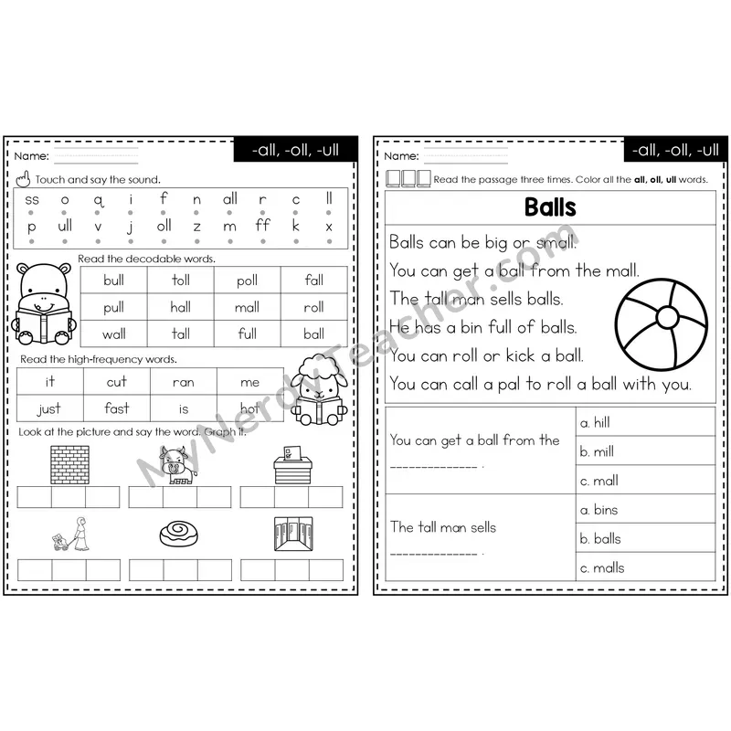 -all, -oll, -ull Decodable Passage — Editable PowerPoint