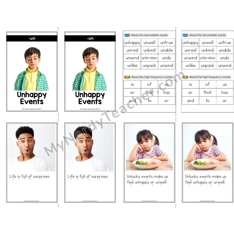 un- (Prefix) Decodable Mini Book — With Phonics Dots