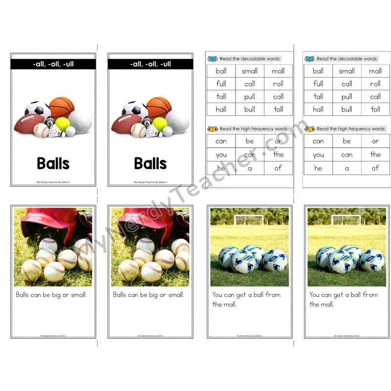 -all, -oll, -ull Decodable Mini Book — No Phonics Dots