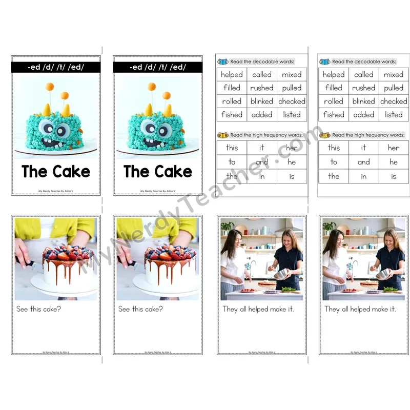 -ed /d/, /t/, /ĕd/ Decodable Mini Book — No Phonics Dots