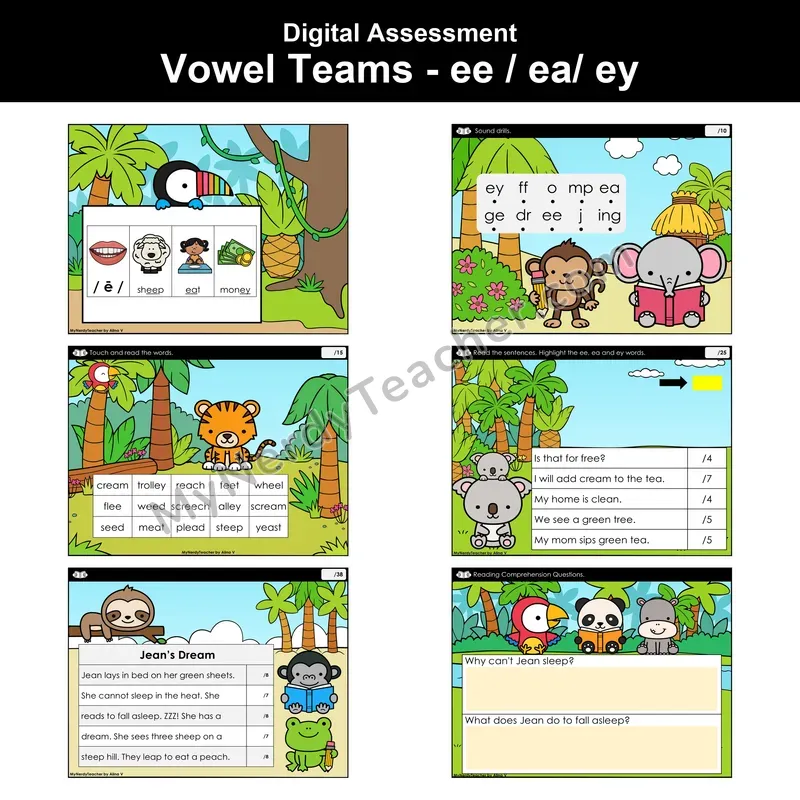 Digital Phonics Assessment — Vowel Teams - ee, ea, ey
