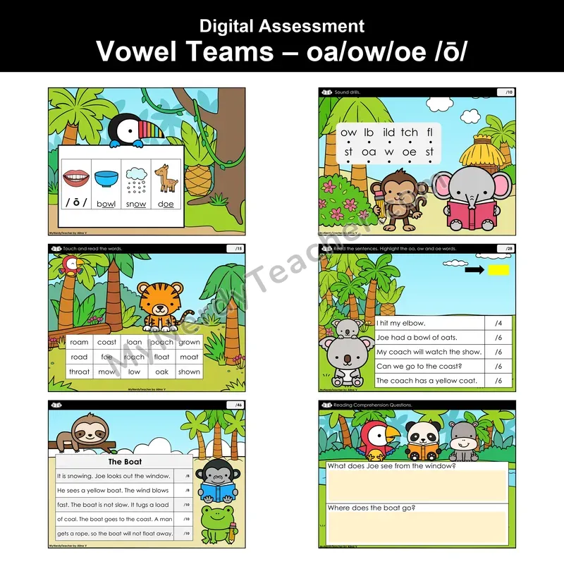 Digital Phonics Assessment — Vowel Teams - oa, ow, oe