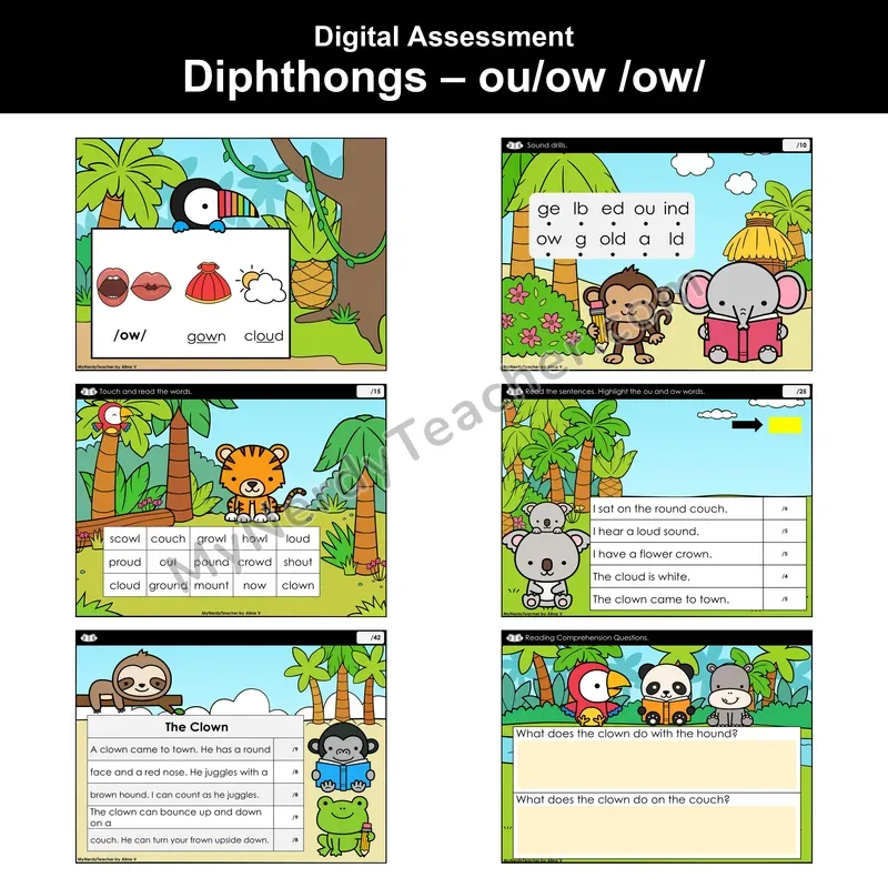 Digital Phonics Assessment — Diphthongs - ou, ow
