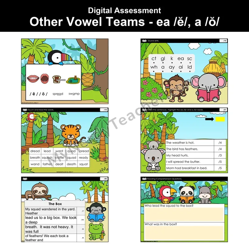 Digital Phonics Assessment — Other Vowel Teams - ea /ĕ/, a /ŏ/