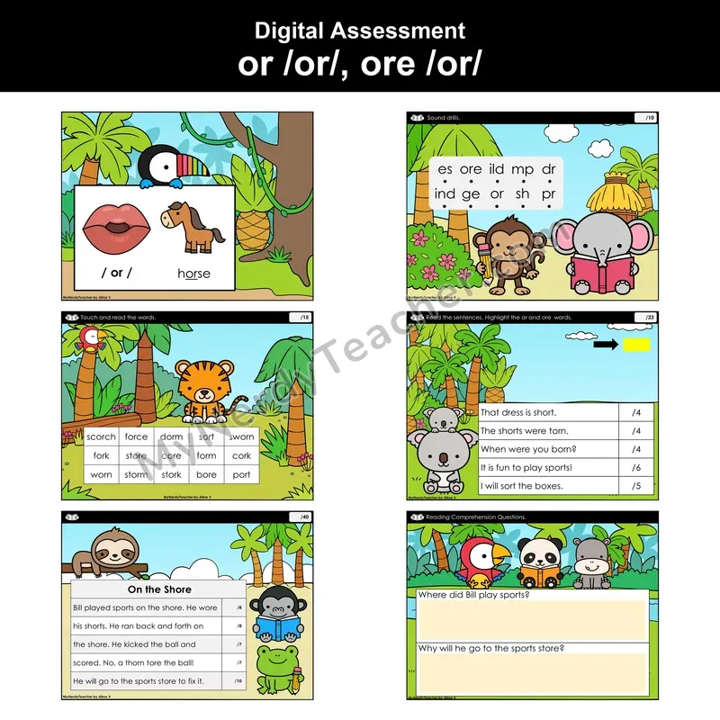 Digital Phonics Assessment — or /or/, ore /or/