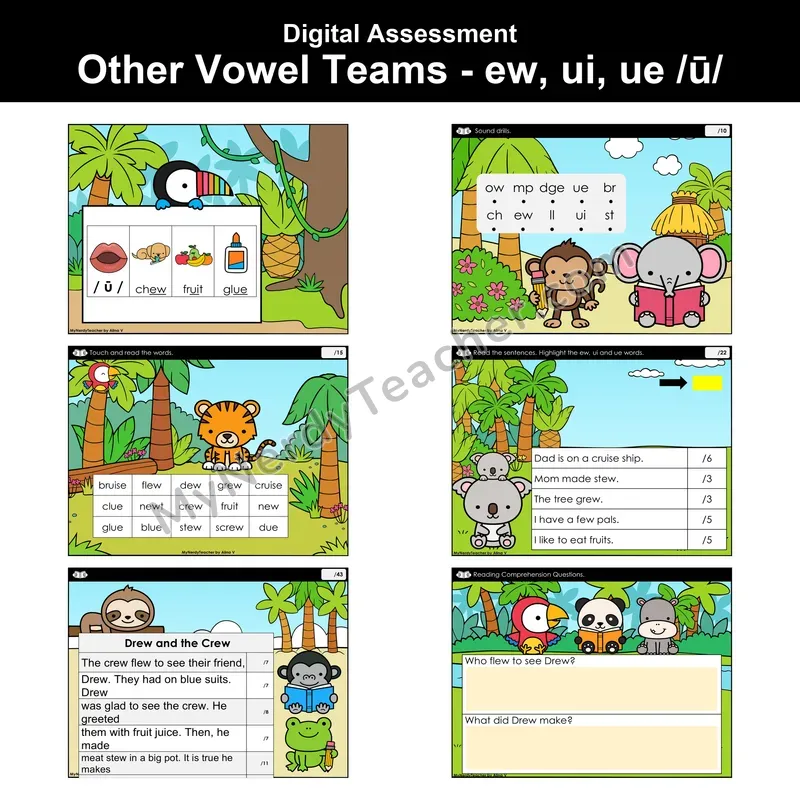 Digital Phonics Assessment — Other Vowel Teams - ew, ui, ue