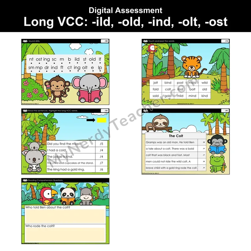 Digital Phonics Assessment — Long VCC (-ild, -old, -ind, -olt, -ost)