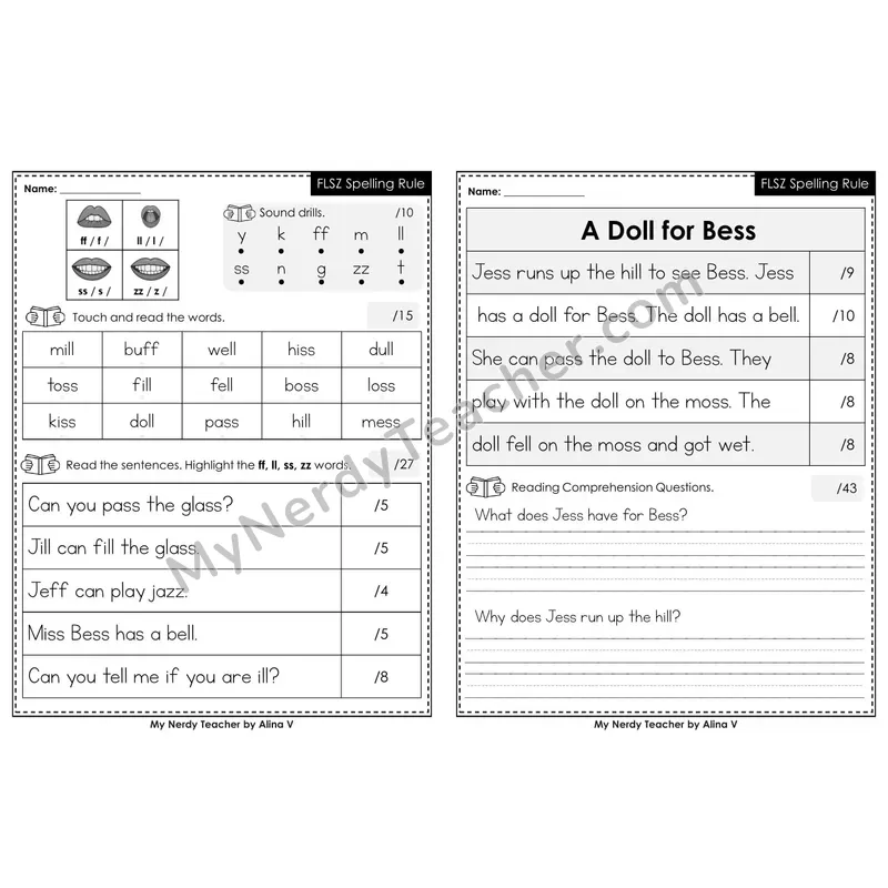 Printable Phonics Assessment — FLSZ Spelling Rule