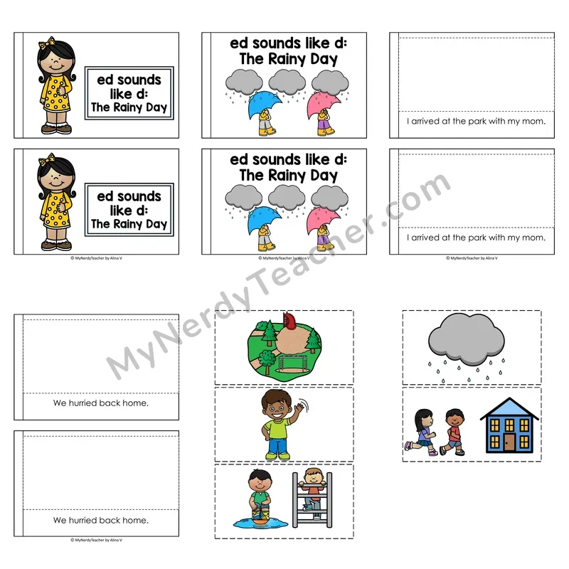 Suffix -ed Decodable Puzzle Book — The Rainy Day (Color)