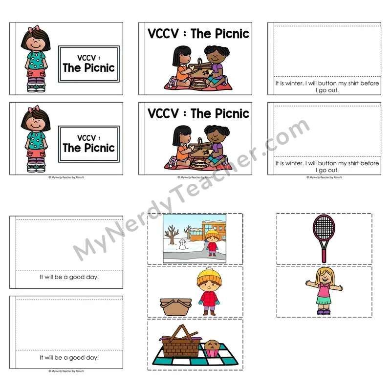 VCCV Syllables Decodable Puzzle Book — The Picnic (Color)