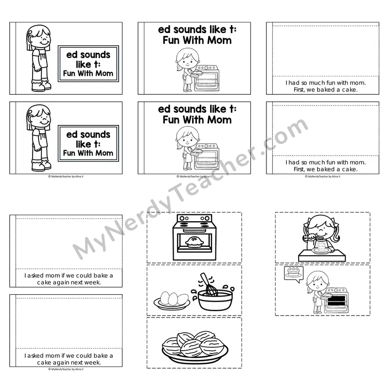 Suffix -ed Decodable Puzzle Book — Fun With Mom (Black and White)