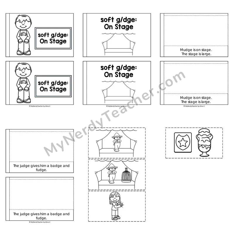 Soft G Decodable Puzzle Book — On Stage (Black and White)