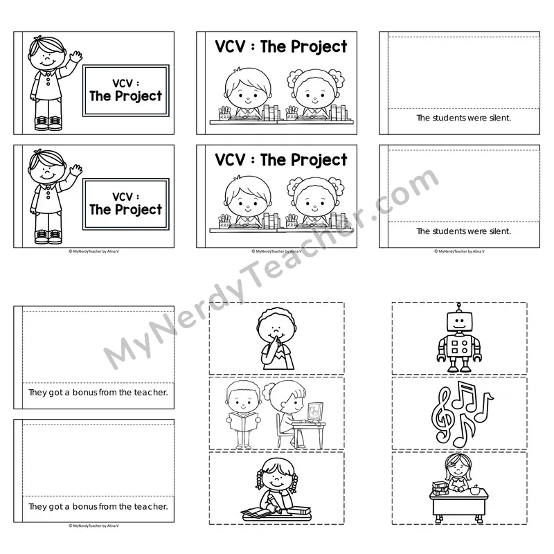 VCV Syllables Decodable Puzzle Book — The Project (Black and White)