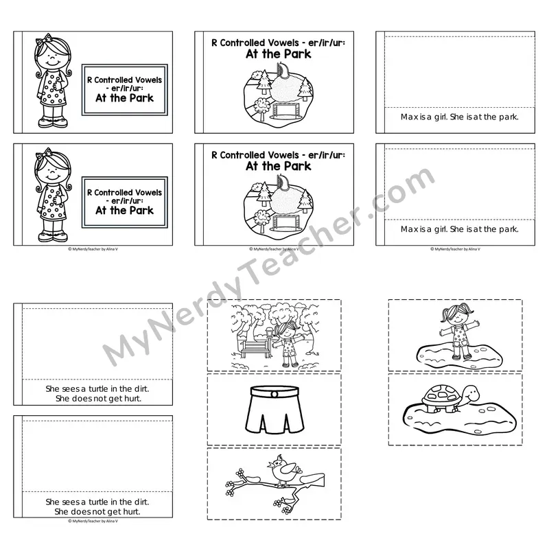 R-Controlled Vowels Decodable Puzzle Book — At the Park (Black and White)