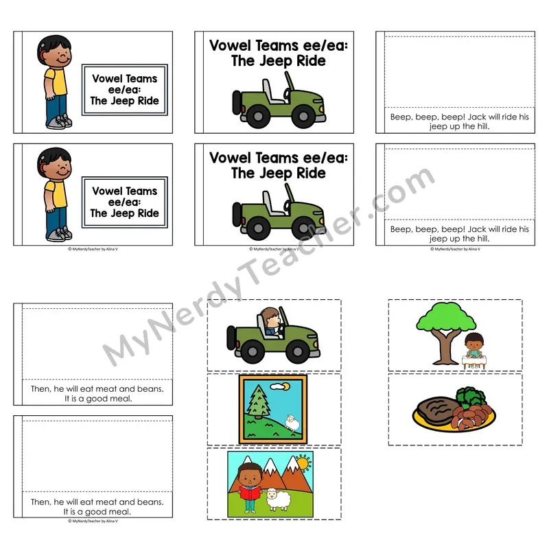 Vowel Teams Decodable Puzzle Book — The Jeep Ride (Color)