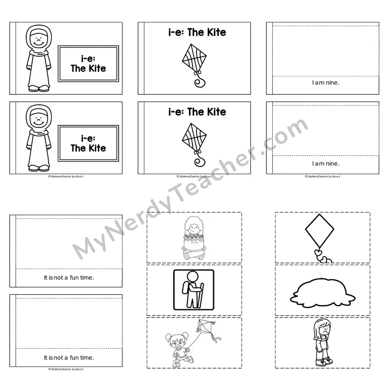 Long I Decodable Puzzle Book — The Kite (Black and White)