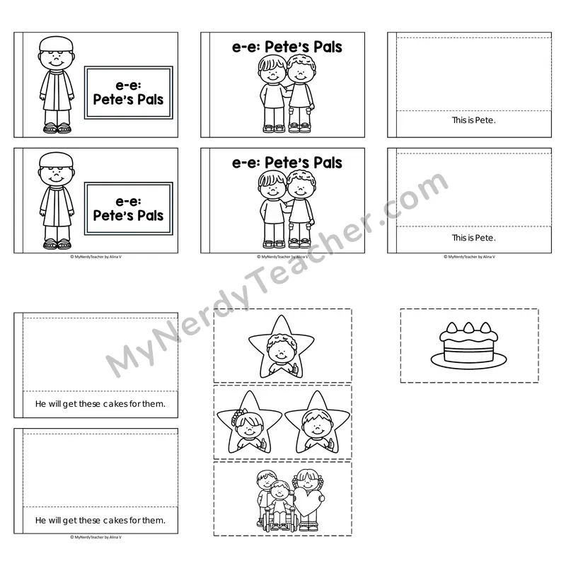 Long E Decodable Puzzle Book — Pete's Pals (Black and White)