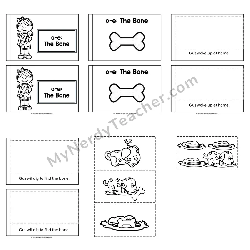 Long O Decodable Puzzle Book — The Bone (Black and White)