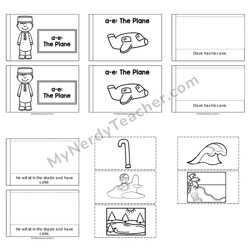 Long A Decodable Puzzle Book — The Plane (Black and White)