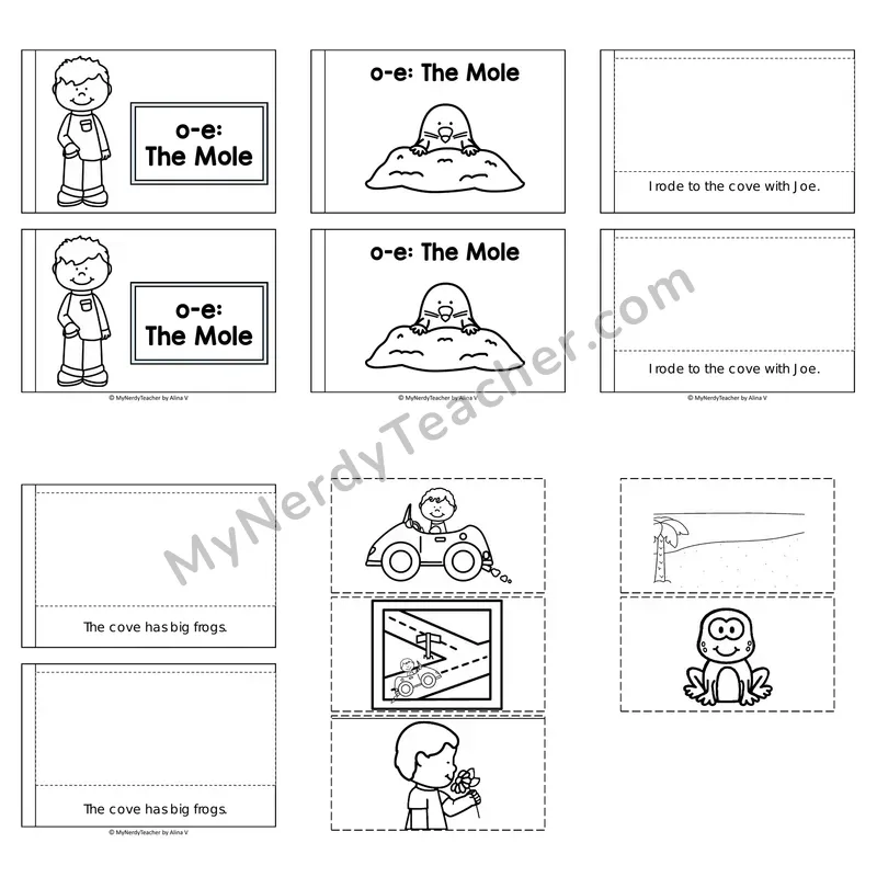 Long O Decodable Puzzle Book — The Mole (Black and White)