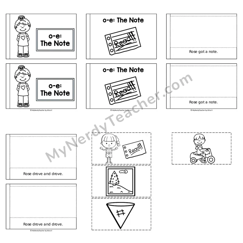 Long O Decodable Puzzle Book — The Note (Black and White)