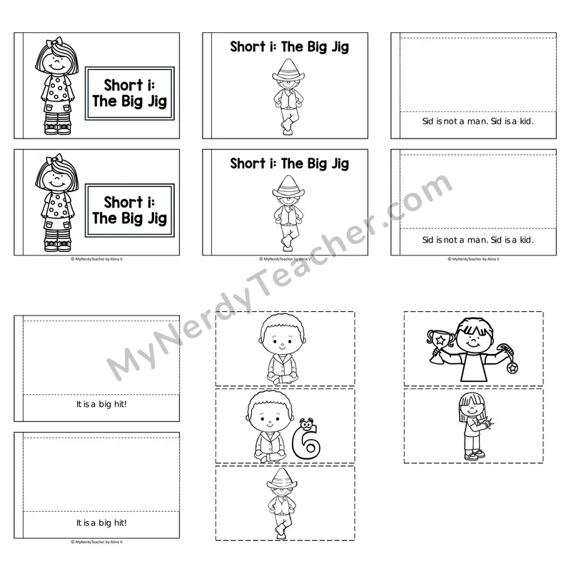 Short I Decodable Puzzle Book — The Big Jig (Black and White)