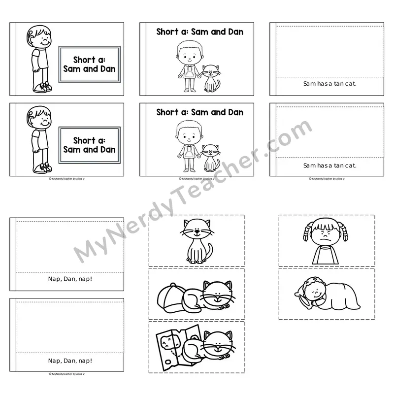 Short A Decodable Puzzle Book — Sam and Dan (Black and White)