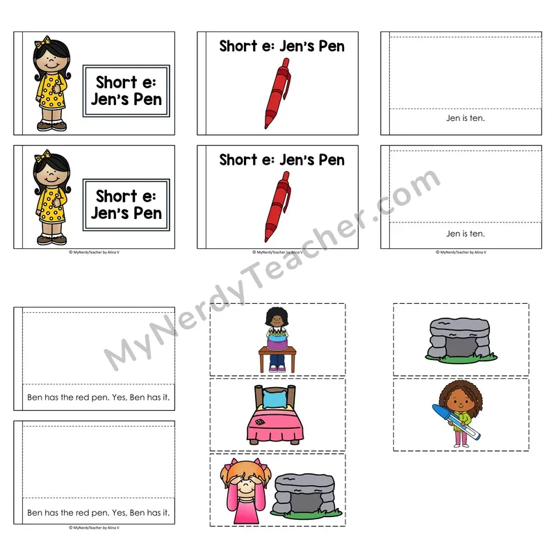 Short E Decodable Puzzle Book — Jen's Pen (Color)