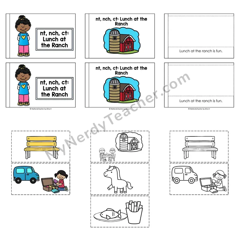 Ending Blends (nt, nch, ct) Decodable Puzzle Book — Lunch at the Ranch