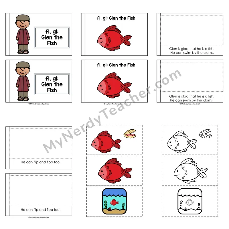 L-Blends (fl, gl) Decodable Puzzle Book — Glen The Fish