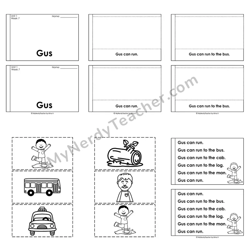 Short U CVC Decodable Puzzle Book — Gus