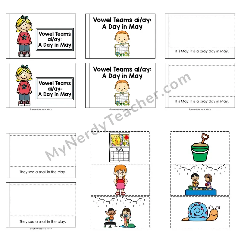 Vowel Teams Decodable Puzzle Book — A Day in May (Color)