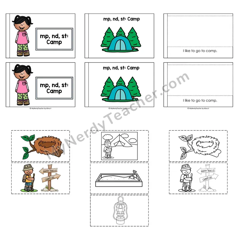Ending Blends (mp, nd, st) Decodable Puzzle Book — Camp