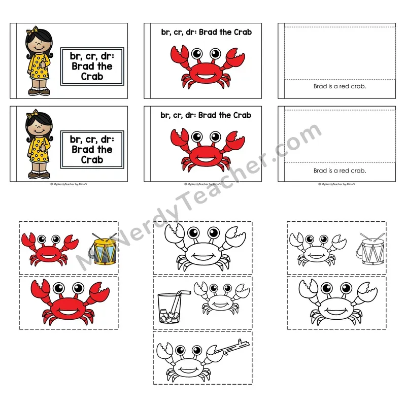 R-Blends (br, cr, dr) Decodable Puzzle Book — Brad The Crab