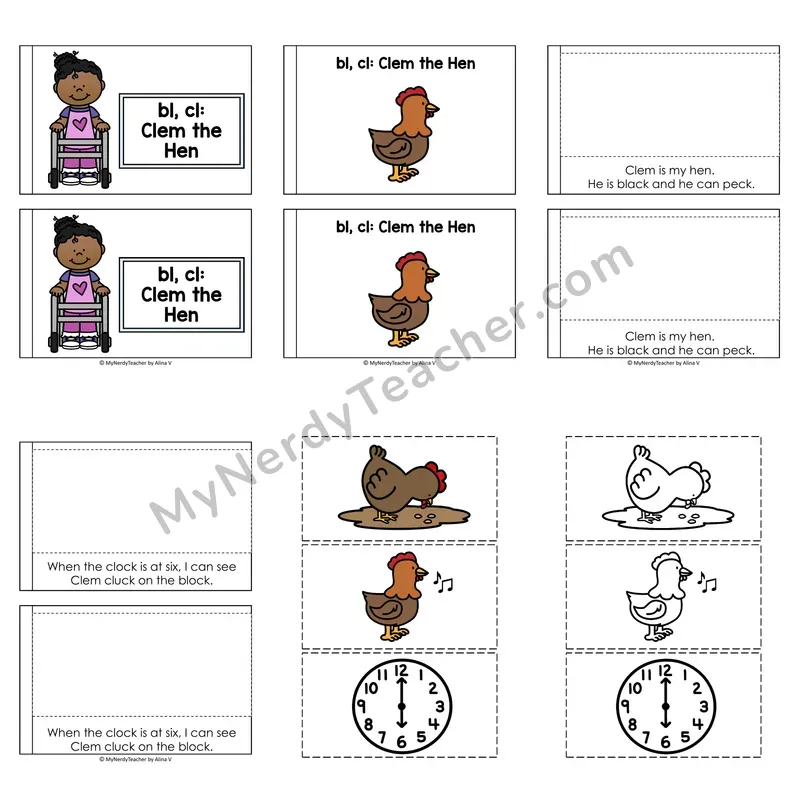 L-Blends (bl, cl) Decodable Puzzle Book — Clem The Hen