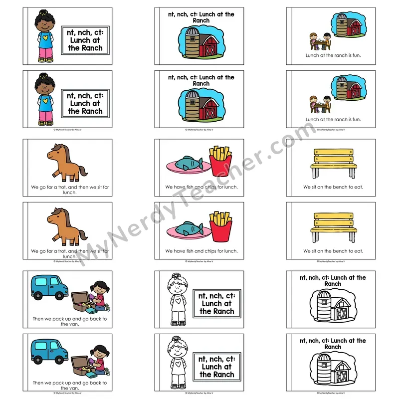 Ending Blends (nt, nch, ct) Decodable Reader — Lunch at the Ranch