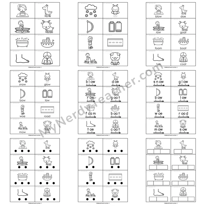 Vowel Teams (oa, ow, oe; long o) Word Work Activities — boat, snow, toe, road