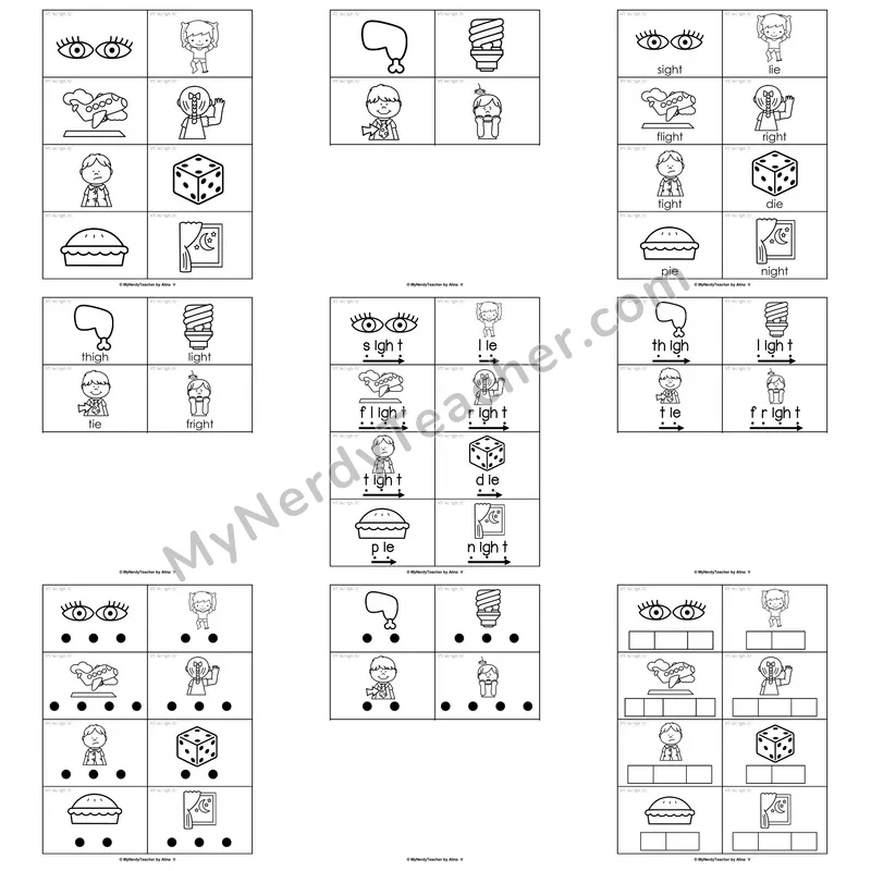 Vowel Teams (ie, igh; long i) Word Work Activities — pie, light, night, tie