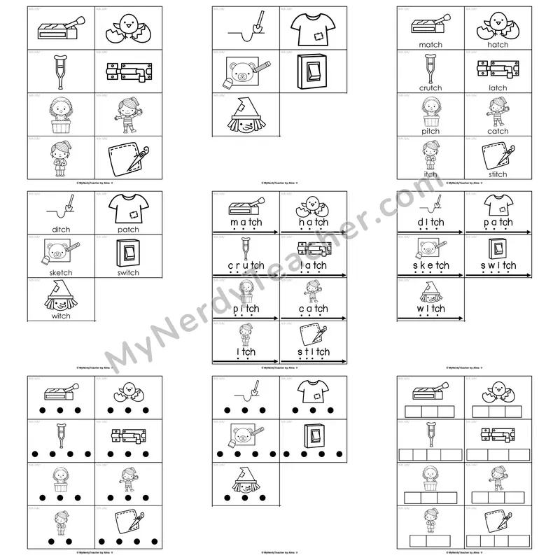 TCH Trigraph Word Work Activities — patch, witch, catch, kitchen