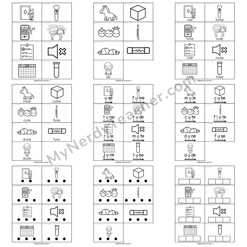 Long U (u_e; VCe, /ū/ and /yū/) Word Work Activities — cube, tube, mute, fuse